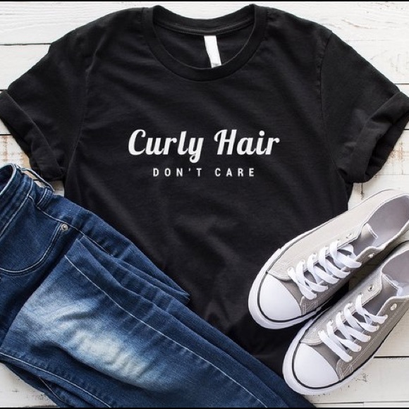 Plum Creek Boutique Tops Curly Hair Dont Care Tshirt Black New